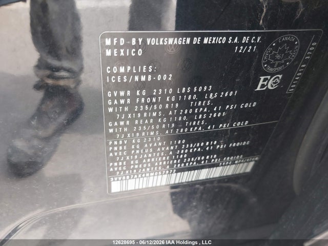 2022 Volkswagen Tiguan Comfortline R-line Black Edition მანქანა იყიდება აუქციონზე, vin: 3VV8B7AX4NM057972, აუქციონის ნომერი: 12628695