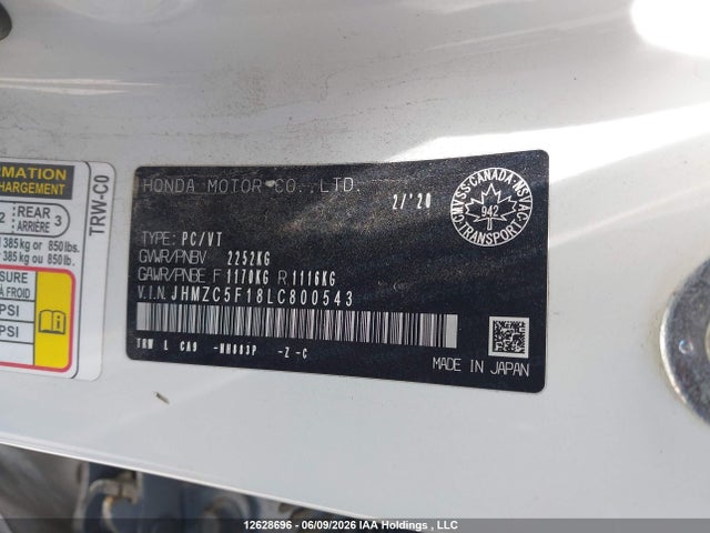 JHMZC5F18LC800543 Honda Clarity