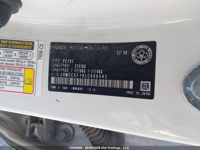 JHMZC5F18LC800543 Honda Clarity
