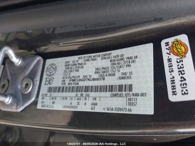 Ford Escape 2019 1FMCU0GD7KUB68378 Image 9