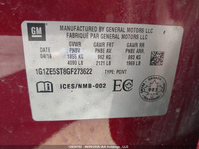 1G1ZE5ST8GF273622 Chevrolet MALIBU LT