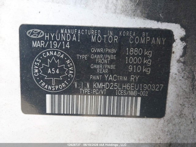 KMHD25LH6EU190327 Hyundai ELANTRA GT
