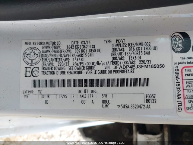Ford FIESTA SE 2015 3FADP4EJ3FM185050 Image 9