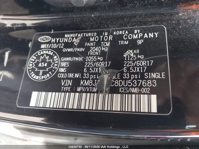 Aukcja sprzedaży 2013 Hyundai Tucson, vin: KM8JT3AC8DU537683, numer aukcji: 12628750