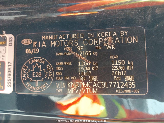 Продаж на аукціоні авто 2020 Kia Sportage Lx, vin: KNDPMCAC9L7712435, номер лоту: 12628754