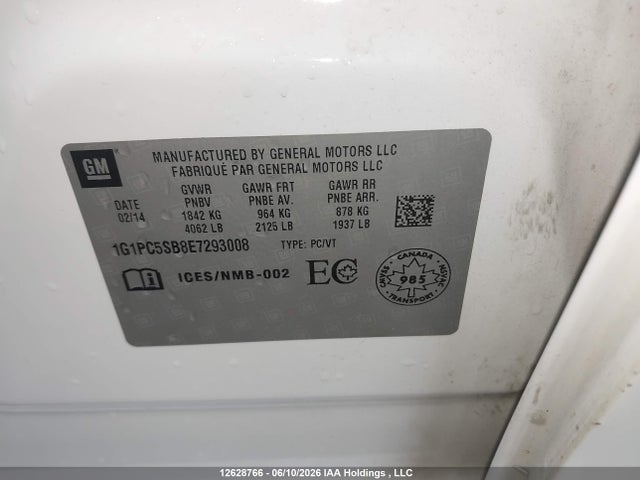 2014 Chevrolet Cruze მანქანა იყიდება აუქციონზე, vin: 1G1PC5SB8E7293008, აუქციონის ნომერი: 12628766