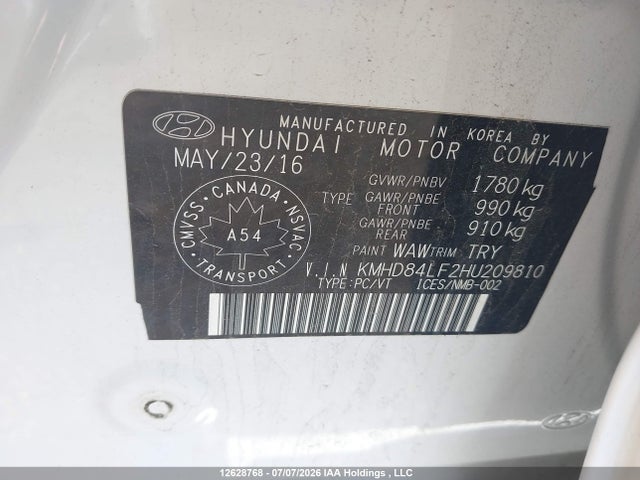 KMHD84LF2HU209810 Hyundai Elantra