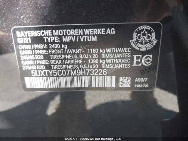 Продажа на аукционе авто 2021 Bmw X3 Xdrive30i, vin: 5UXTY5C07M9H73226, номер лота: 12628778