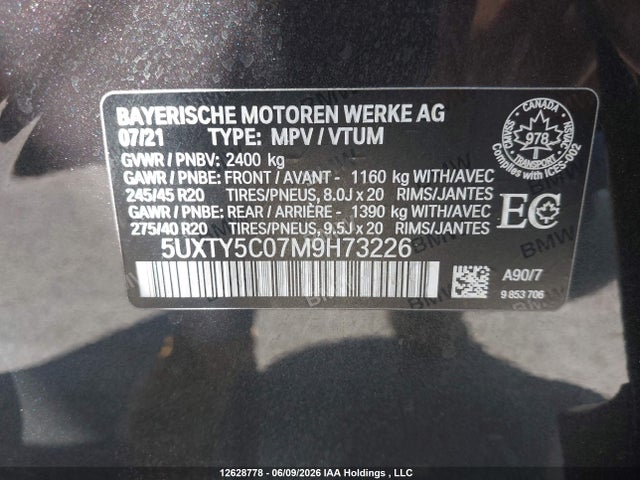 Продажа на аукционе авто 2021 Bmw X3 Xdrive30i, vin: 5UXTY5C07M9H73226, номер лота: 12628778