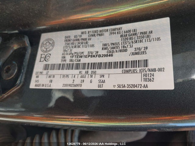 Ford F150 Supercrew 2019 1FTEW1EP8KFB29846 Image 18