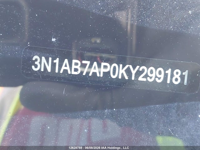 12628788 :رقم المزاد ، 3N1AB7AP0KY299181 vin ، 2019 Nissan Sentra S/sv/sr/sl مزاد بيع