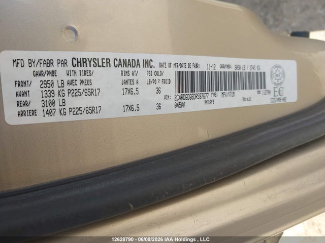 12628790 :رقم المزاد ، 2C4RDGDG6DR597677 vin ، 2013 Dodge Grand Caravan Crew مزاد بيع