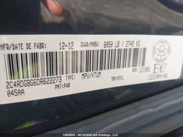 Продаж на аукціоні авто 2013 Dodge Grand Caravan Se, vin: 2C4RDGBG6DR622273, номер лоту: 12628803