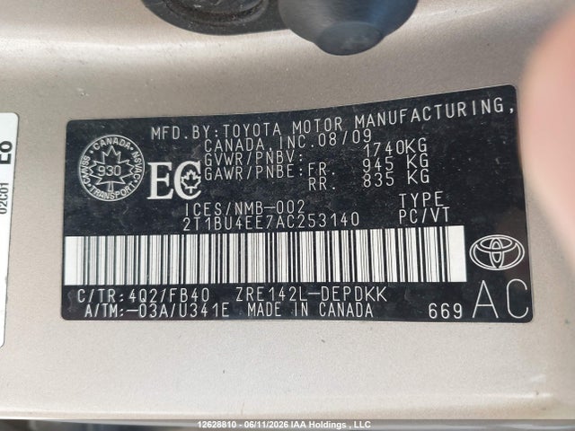 Продажа на аукционе авто 2010 Toyota Corolla Ce, vin: 2T1BU4EE7AC253140, номер лота: 12628810