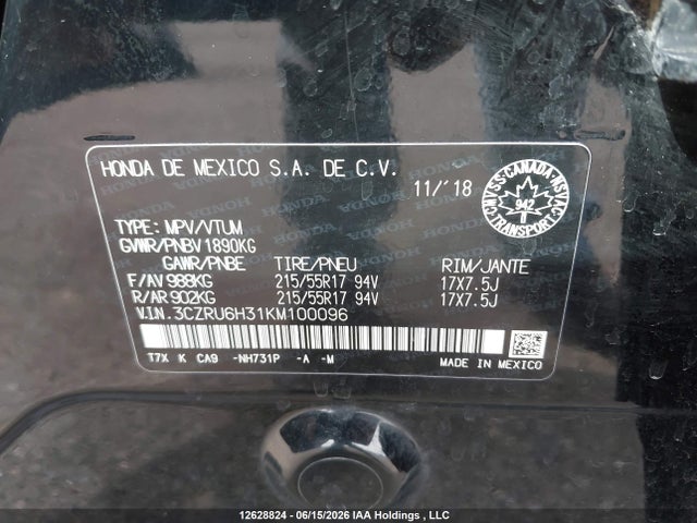 Продаж на аукціоні авто 2019 Honda Hr-v Lx, vin: 3CZRU6H31KM100096, номер лоту: 12628824