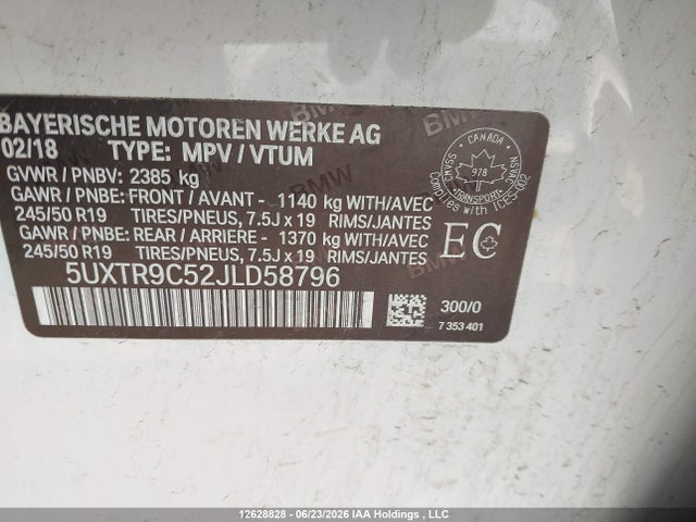 BMW X3 Xdrive30i 2018 5UXTR9C52JLD58796 Image 9