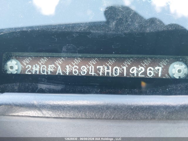 12628830 :رقم المزاد ، 2HGFA16347H019267 vin ، 2007 Honda Civic Dx-g مزاد بيع
