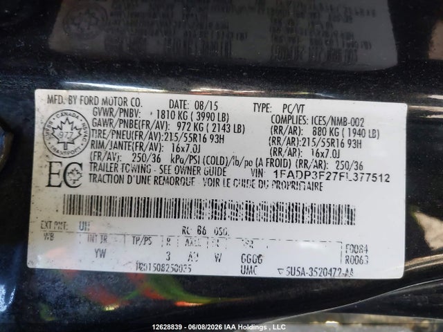 Продажа на аукционе авто 2015 Ford Focus Se, vin: 1FADP3F27FL377512, номер лота: 12628839
