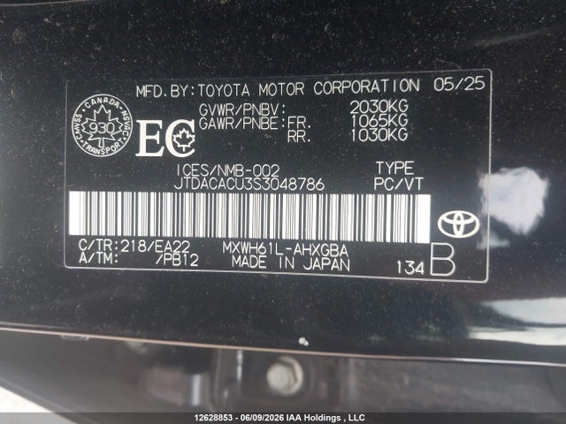Aukcja sprzedaży 2025 Toyota Prius Plug-in Hybrid Xse/xse Premium, vin: JTDACACU3S3048786, numer aukcji: 12628853