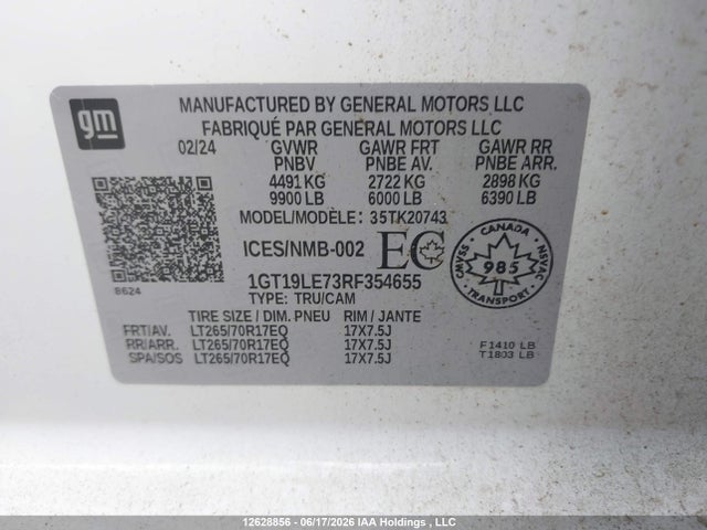 Продажа на аукционе авто 2024 Gmc Sierra 2500hd Pro, vin: 1GT19LE73RF354655, номер лота: 12628856