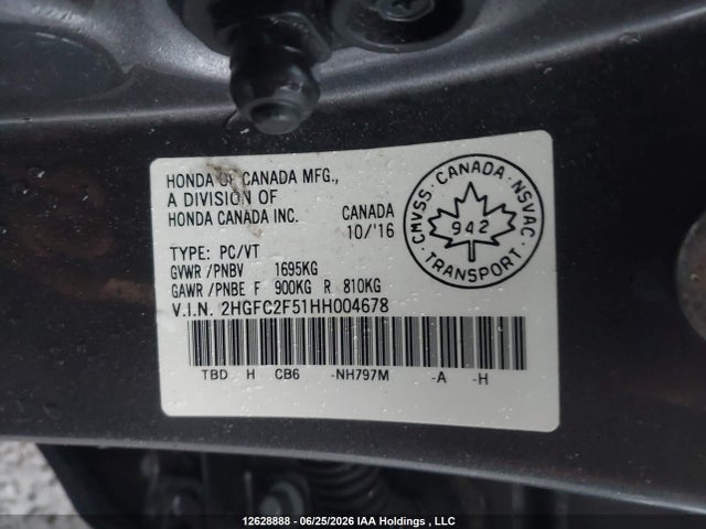 2017 Honda Civic Lx მანქანა იყიდება აუქციონზე, vin: 2HGFC2F51HH004678, აუქციონის ნომერი: 12628888