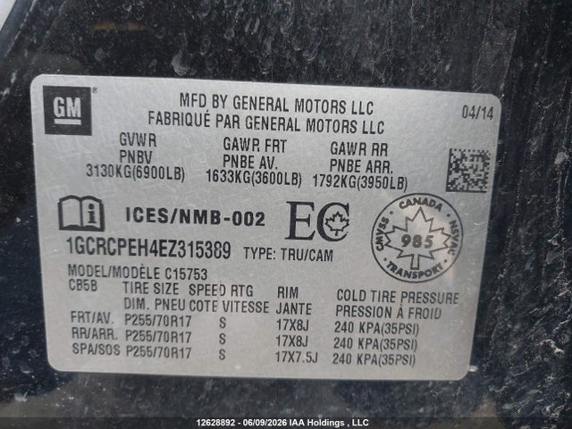 Продажа на аукционе авто 2014 Chevrolet Silverado 1500 1wt/2wt, vin: 1GCRCPEH4EZ315389, номер лота: 12628892