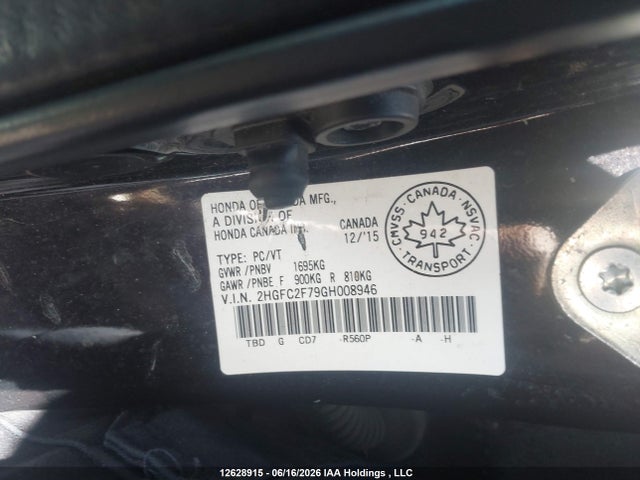 2016 Honda Civic Ex მანქანა იყიდება აუქციონზე, vin: 2HGFC2F79GH008946, აუქციონის ნომერი: 12628915
