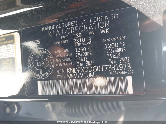 Aukcja sprzedaży 2026 Kia Sportage Hev Sx, vin: KNDPXDDG0T7331973, numer aukcji: 12628922