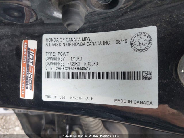 Aukcja sprzedaży 2019 Honda Civic Lx, vin: 2HGFC2F50KH040417, numer aukcji: 12628923