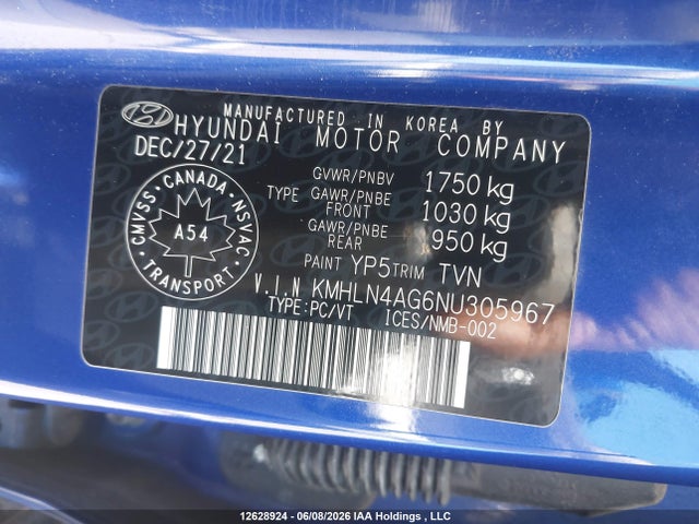 KMHLN4AG6NU305967 Hyundai ELANTRA SEL