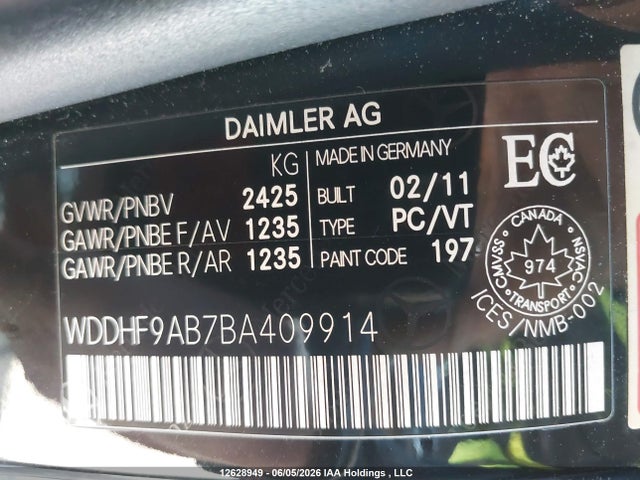 Aukcja sprzedaży 2011 Mercedes-benz E 550 4matic, vin: WDDHF9AB7BA409914, numer aukcji: 12628949