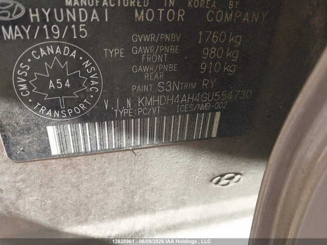 Aukcja sprzedaży 2016 Hyundai Elantra Gls, vin: KMHDH4AH4GU554730, numer aukcji: 12628961