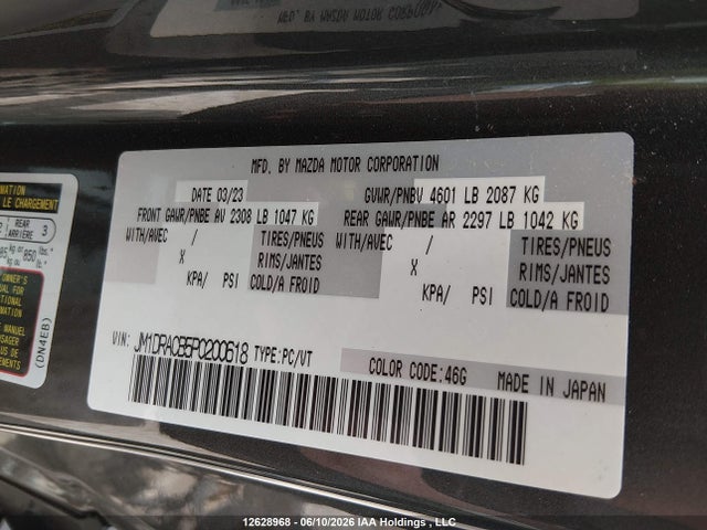 Aukcja sprzedaży 2023 Mazda Mx-30 Ev Gs, vin: JM1DRACB5P0200618, numer aukcji: 12628968