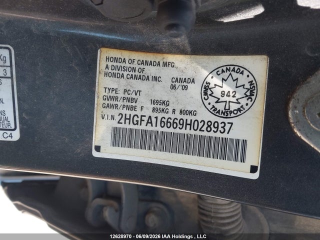 2009 Honda Civic მანქანა იყიდება აუქციონზე, vin: 2HGFA16669H028937, აუქციონის ნომერი: 12628970