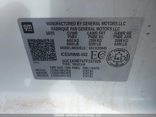1GC1KNE76TF157325 Chevrolet Silverado K2500 Heavy Duty Lt