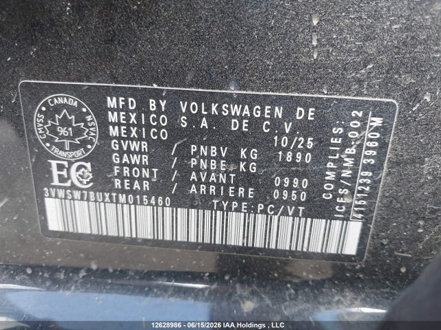 2026 Volkswagen Jetta Comfortline მანქანა იყიდება აუქციონზე, vin: 3VWSW7BUXTM015460, აუქციონის ნომერი: 12628986