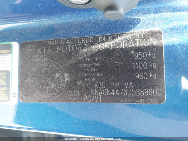 Aukcja sprzedaży 2013 Kia Optima Ex, vin: KNAGN4A73D5389600, numer aukcji: 12628987