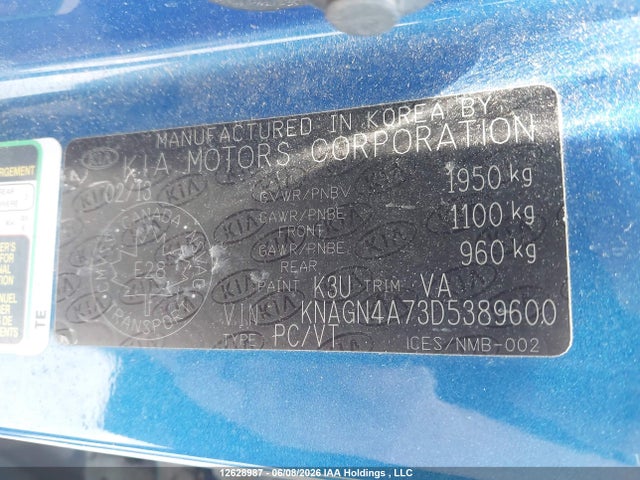Aukcja sprzedaży 2013 Kia Optima Ex, vin: KNAGN4A73D5389600, numer aukcji: 12628987