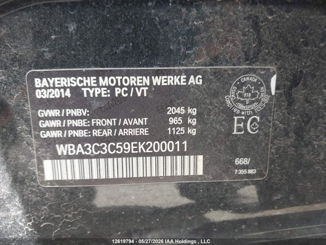 2014 Bmw 320i Xdrive მანქანა იყიდება აუქციონზე, vin: WBA3C3C59EK200011, აუქციონის ნომერი: 12619794