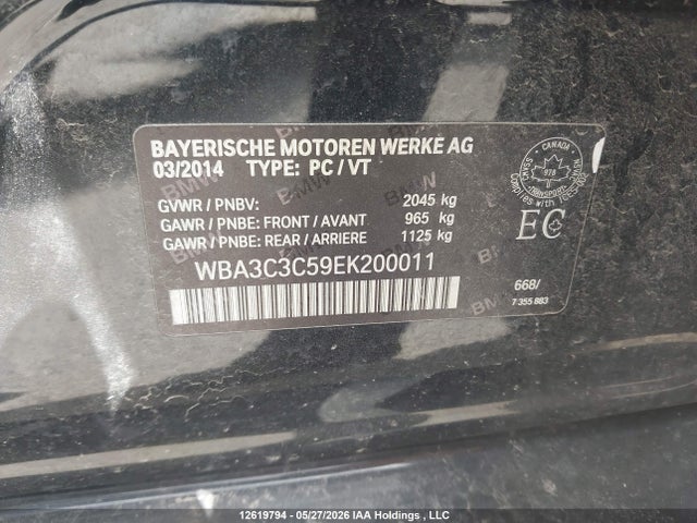 2014 Bmw 320i Xdrive მანქანა იყიდება აუქციონზე, vin: WBA3C3C59EK200011, აუქციონის ნომერი: 12619794