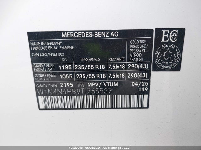 W1N4N4HB9TJ765537 Mercedes-Benz Gla 250 4matic