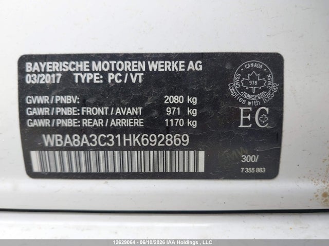 WBA8A3C31HK692869 BMW 320i Xdrive