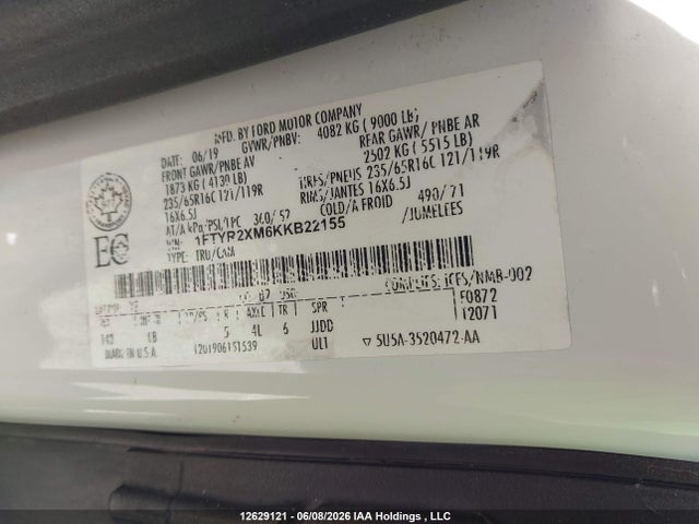 Ford Transit T-250 2019 1FTYR2XM6KKB22155 Image 9