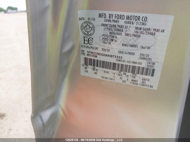 Продаж на аукціоні авто 2010 Ford Escape Xlt, vin: 1FMCU9DG3AKB73333, номер лоту: 12629138