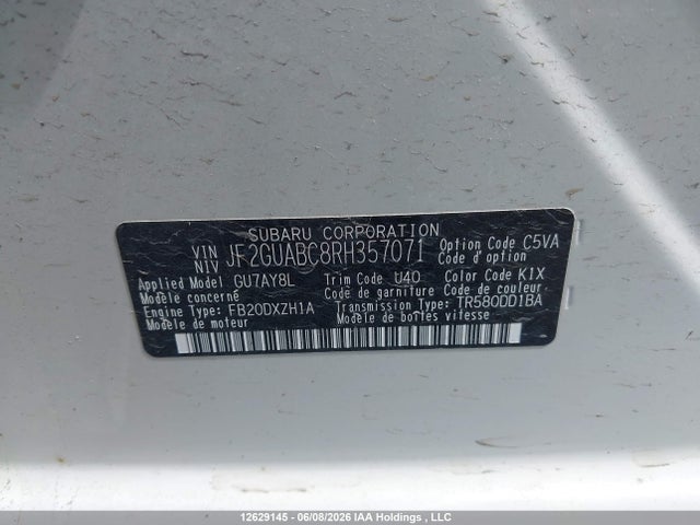 12629145 :رقم المزاد ، JF2GUABC8RH357071 vin ، 2024 Subaru Crosstrek Convenience مزاد بيع