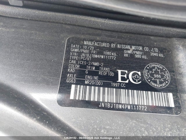 2023 Nissan Qashqai Sv მანქანა იყიდება აუქციონზე, vin: JN1BJ1BW4PW111772, აუქციონის ნომერი: 12629152
