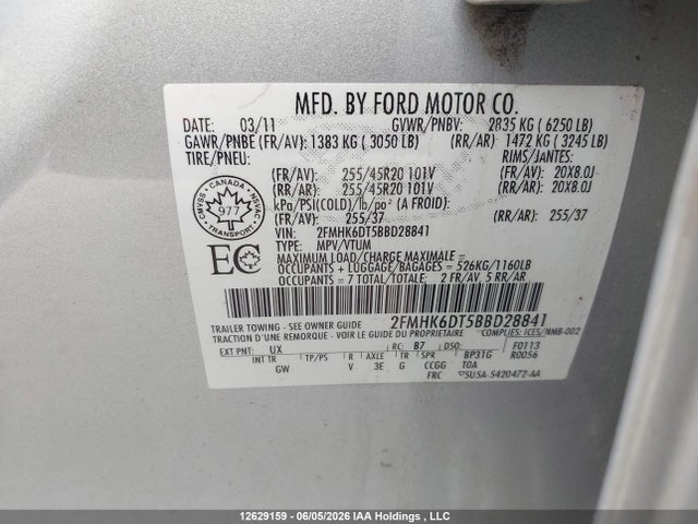 Продаж на аукціоні авто 2011 Ford Flex Limited, vin: 2FMHK6DT5BBD28841, номер лоту: 12629159