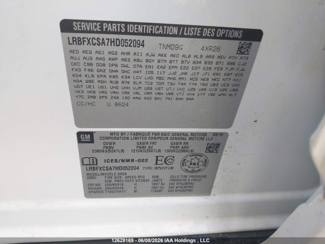 LRBFXCSA7HD052094 Buick Envision Preferred