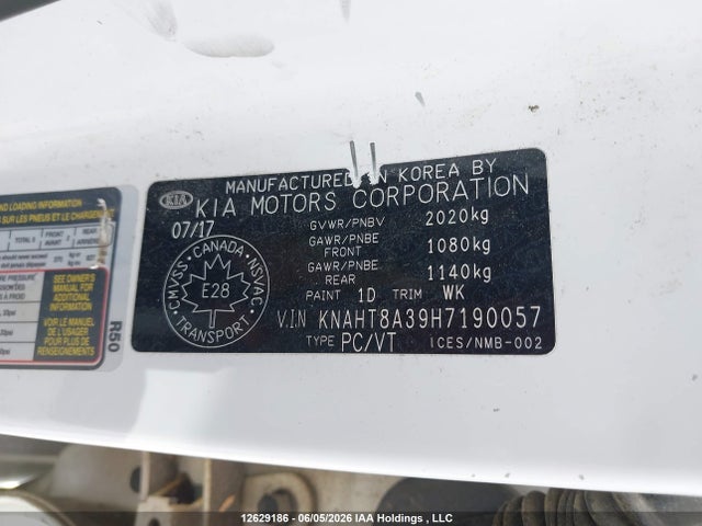 12629186 :رقم المزاد ، KNAHT8A39H7190057 vin ، 2017 Kia Rondo مزاد بيع