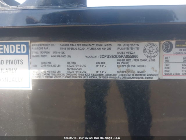 Canada Trailers Manufacturing Limited Ut716-10k 2023 2CPUSE2D5PA055960 Image 12